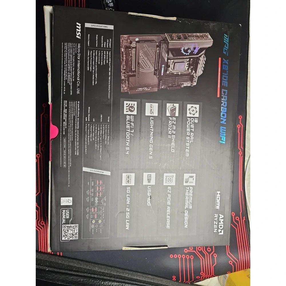 MSI MPG X870E CARBON WIFI7 ATX AMD AM5 DDR5 Gaming Motherboard